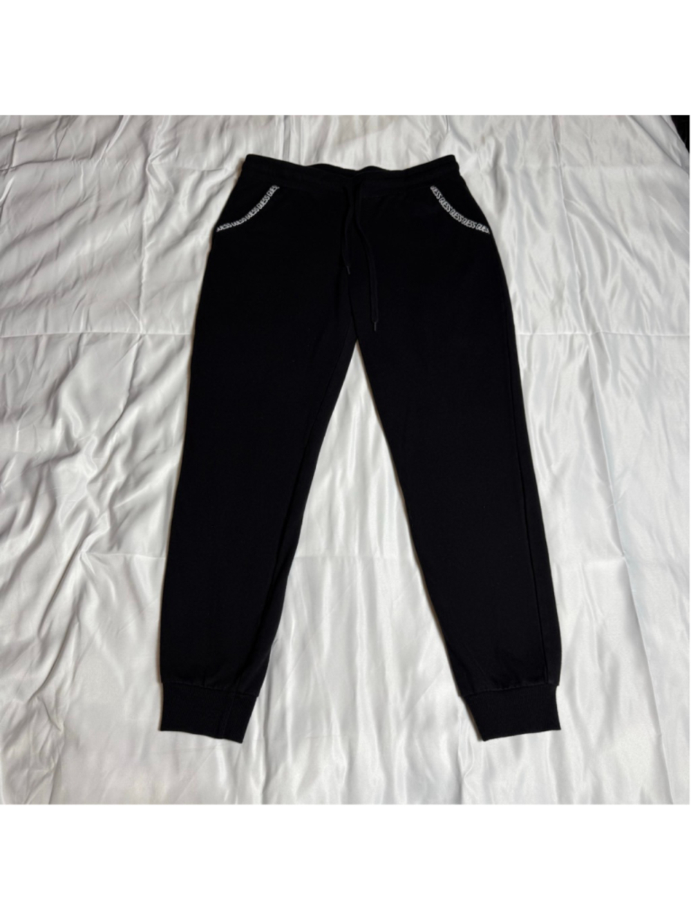 Women's GUESS Black Joggers with White Logo Trim Size M